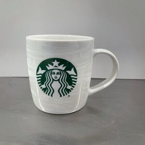 12oz White Frosted Swirl Starbucks Mug New Bone